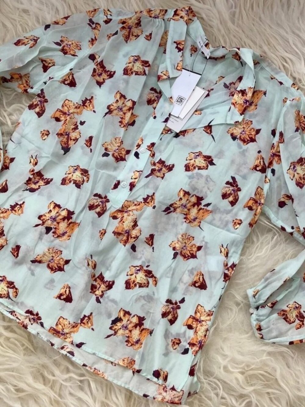 A.L.C. Shira Floral Print Mock Neck Blouse 1380 - Picture 13 of 13